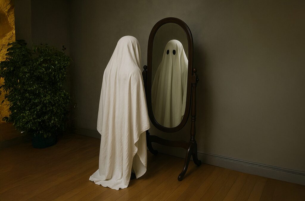 ghost looking in mirror, haunted
