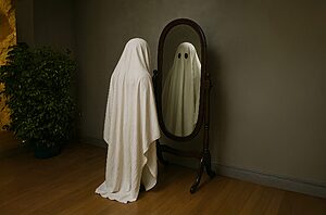 ghost looking in mirror, haunted